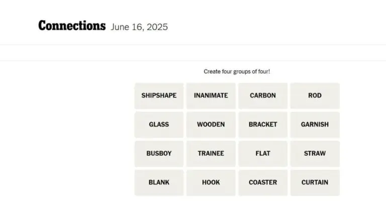 NYT Connections Hints for June 16, 2023 image 1