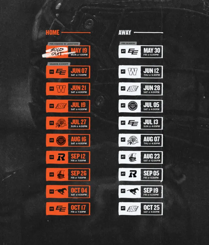 BC Lions Schedule for the 2023 CFL Season image 1