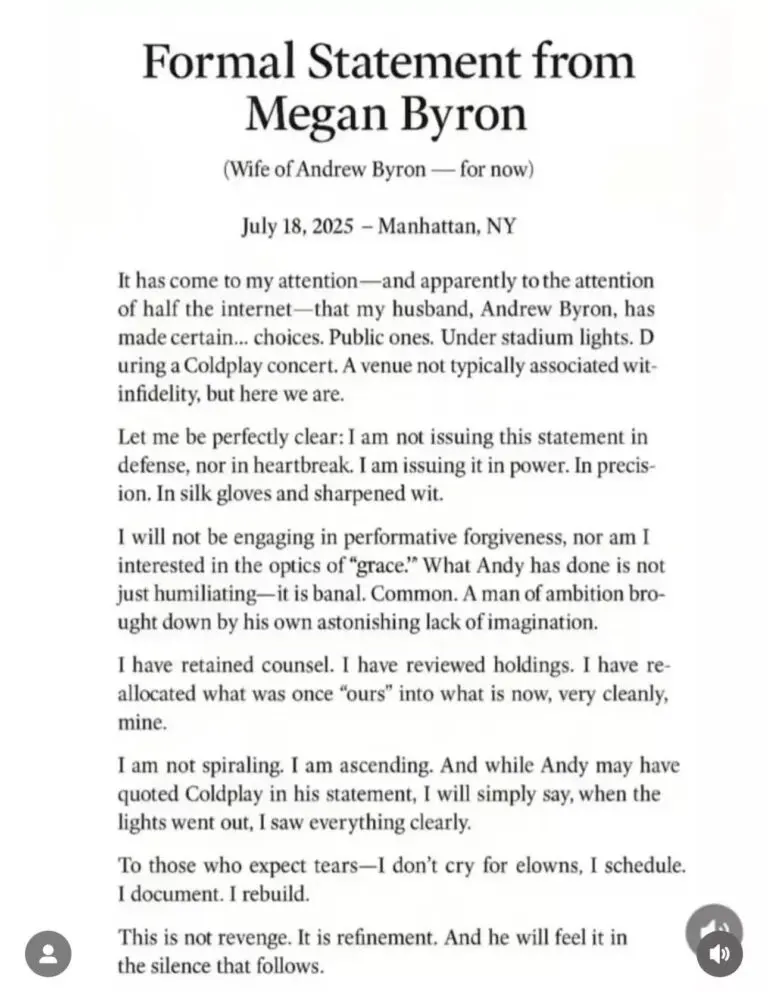 Megan Byron’s Statement: Key Insights and Community Impact
