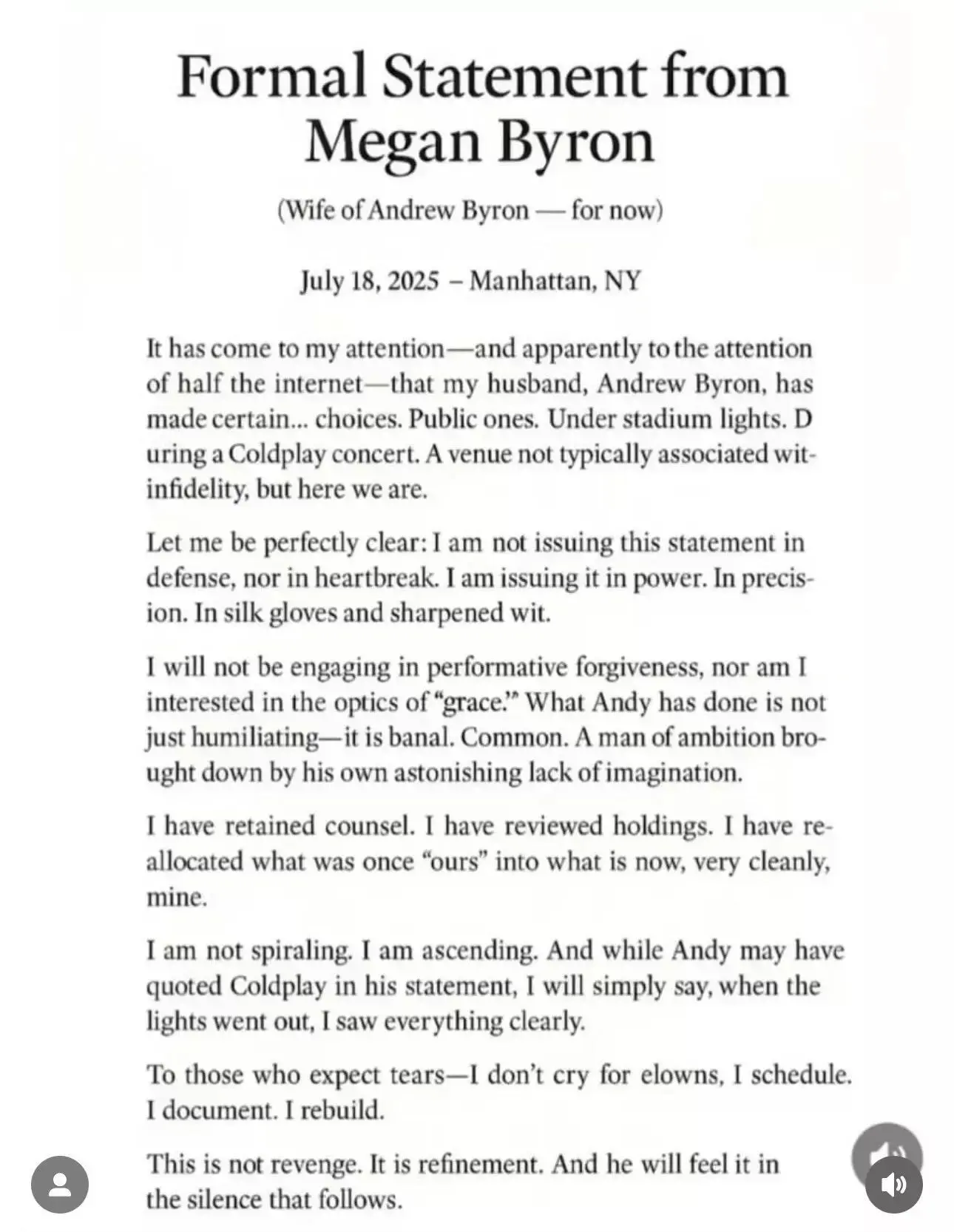 Megan Byron’s Statement: Key Insights and Community Impact