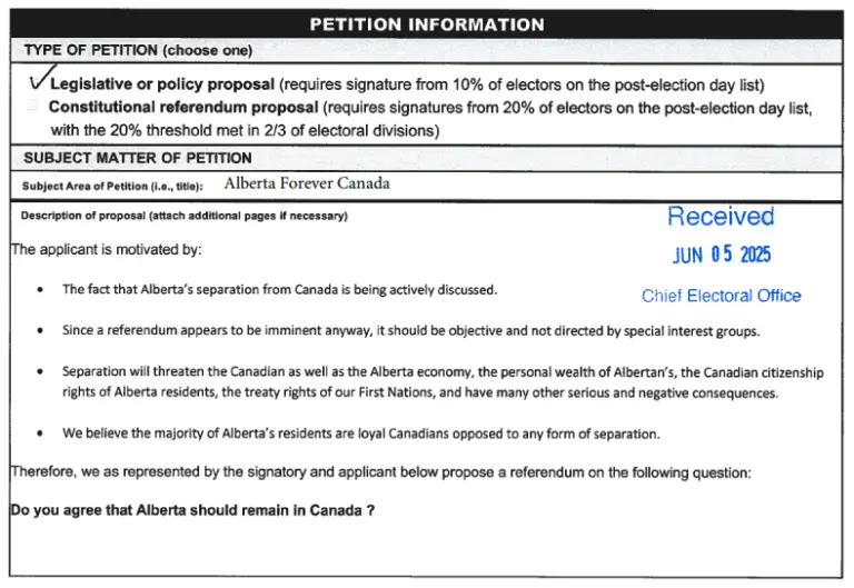 Recent Developments in the Alberta Referendum Petition image 1