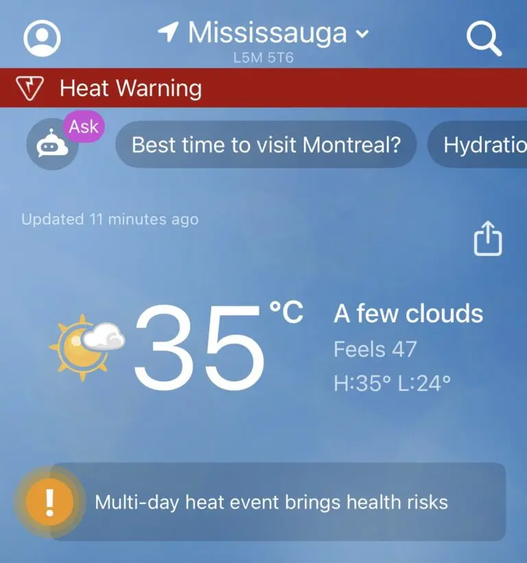Current Weather and Forecast for Mississauga image 1